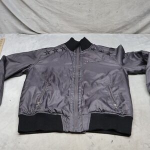 Repair Jacket Mens Large Black Insulated Embroidered Quilt Lined Full Zip Bomber
